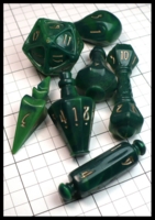 Dice : Dice - Dice Sets - Polyhero Wizard Green with Bronze Numerals - Dark Ages